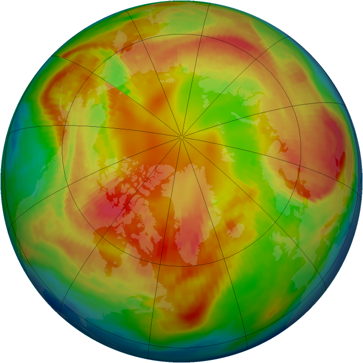 Arctic ozone map for 22 February 1985
